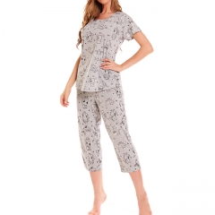 Lus Chic Womens Soft Pajama Sets Cotton Cute Pjs Tank Shorts Printed Two Picece Sleepwear