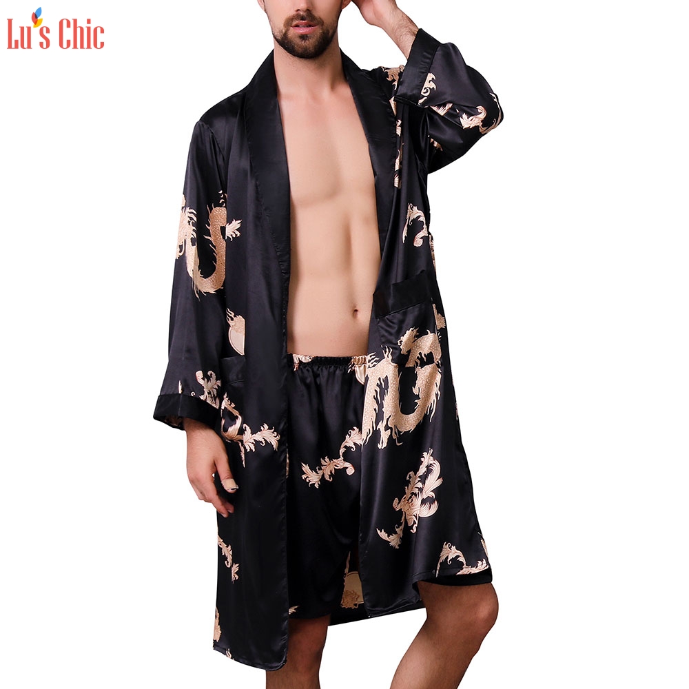 Men's Satin Pajama Set Silky Bathbore - Lu's Chic